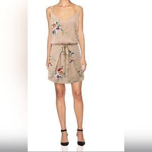 Grace Karin floral spaghetti straps mini wrap front fully lined dress, size S